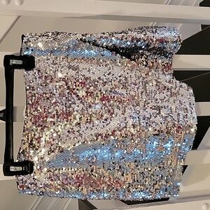 Silver Sequined Wrap Skort